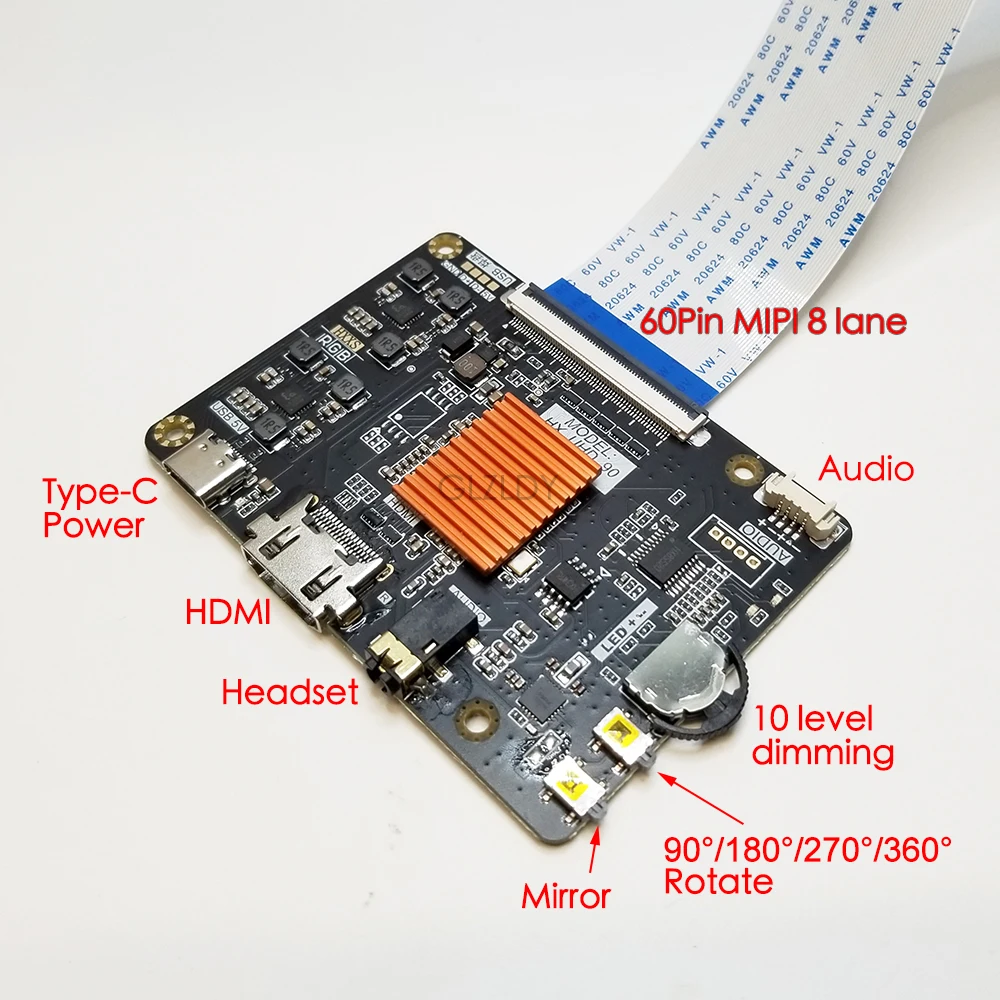 6.3 นิ้ว 2K HD LCD IPS LS063R1SX01 2560*1440 1440*2560 HDMI to MIPI 60P ชุดบอร์ด MIPI USB Controller Board หมุนกระจก