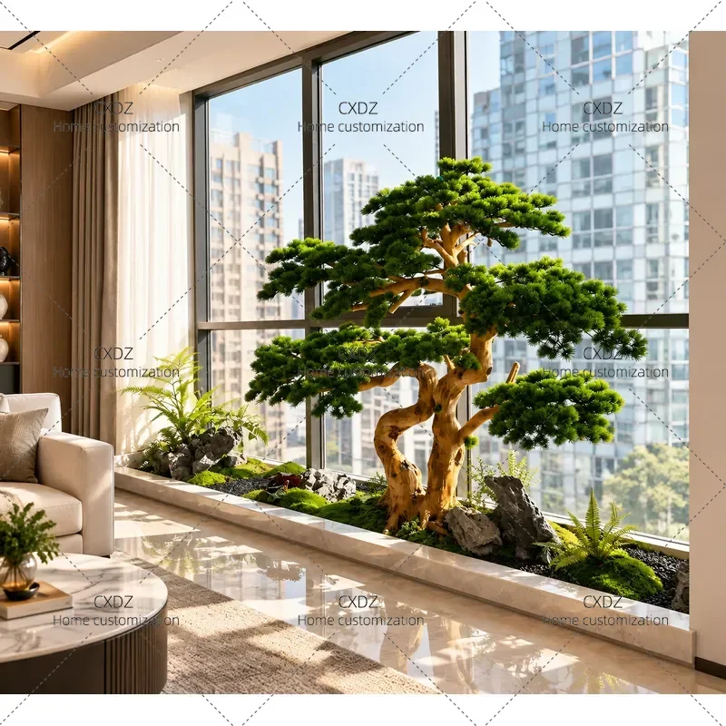 Simulation Carved Pine Tree Fake Green Plant Large Artificial Landscape Arrangement for Hotel Decoration Outdoor Indoor