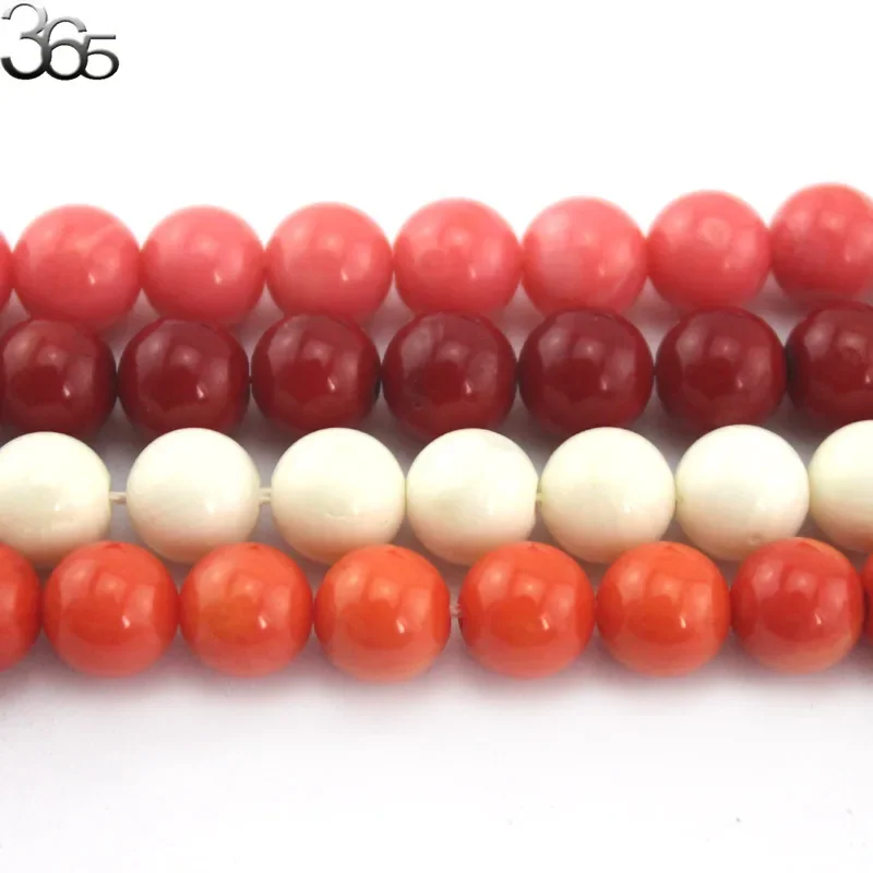 8MM White Pink Red Orange Genuine Round Sea Bamboo Coral Natural Gems Stone Jewerly Making Beads Strand 15\