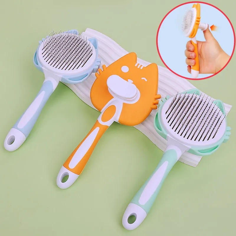 

Dog Comb One Button Pet Hair Remover Massage Dogs Brush Self Cleaning Cat Brush Dog Grooming Comb No Hurt Brushes Pet Supplies