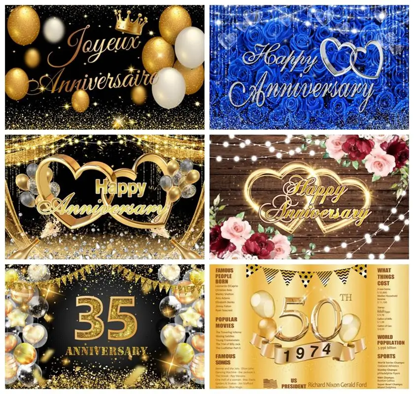 

Laeacco Black and Gold Happy Anniversary Backdrop Gold Glitter Wedding Bridal Shower Miss to Mrs Portrait Photography Background