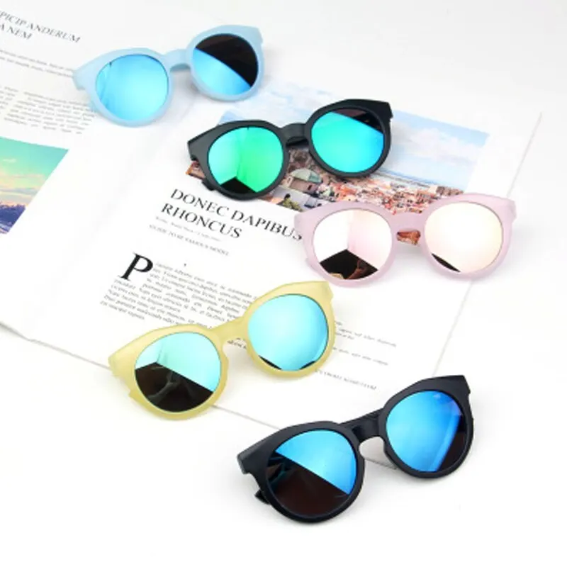 Kids Sunglasses Colorful Reflective Mirror Hot Sale Boys Girls Children Classic Retro Cute Sun Glasses Round Eyewear UV400