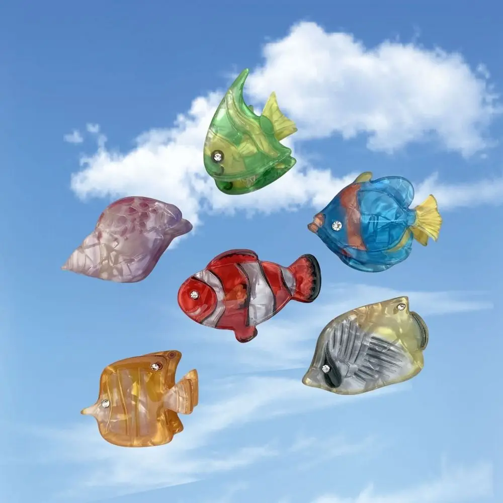 New Cute Mini Sea Series Animals Acetate Grab Clip Cute Cartoon Seashell Conch Holiday Style Small Hair Grab Creative Gift