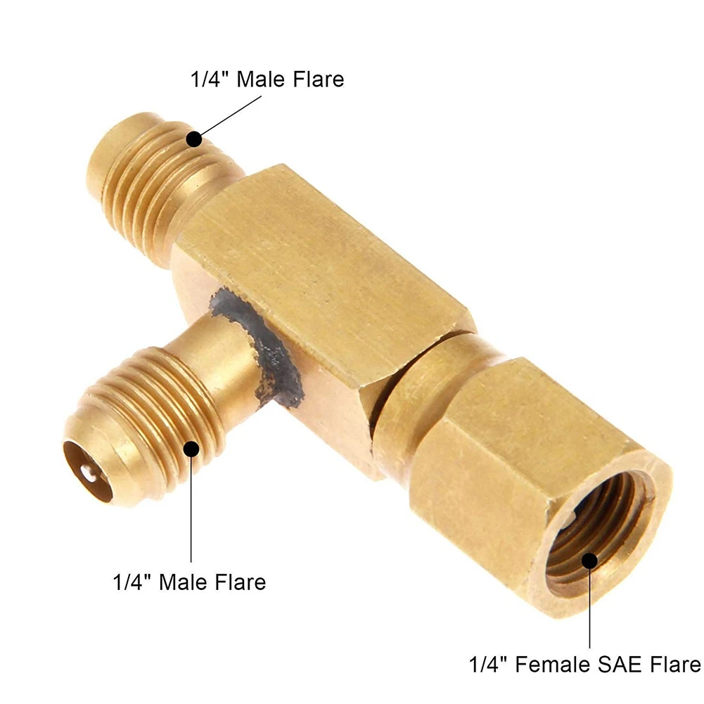 

ELEG-Air Conditioner Ball Valve 1/4 Inch SAE Adapter And 1/4 Inch Valves Core Quick Coupler Access Tee,For R134A Refrigerant