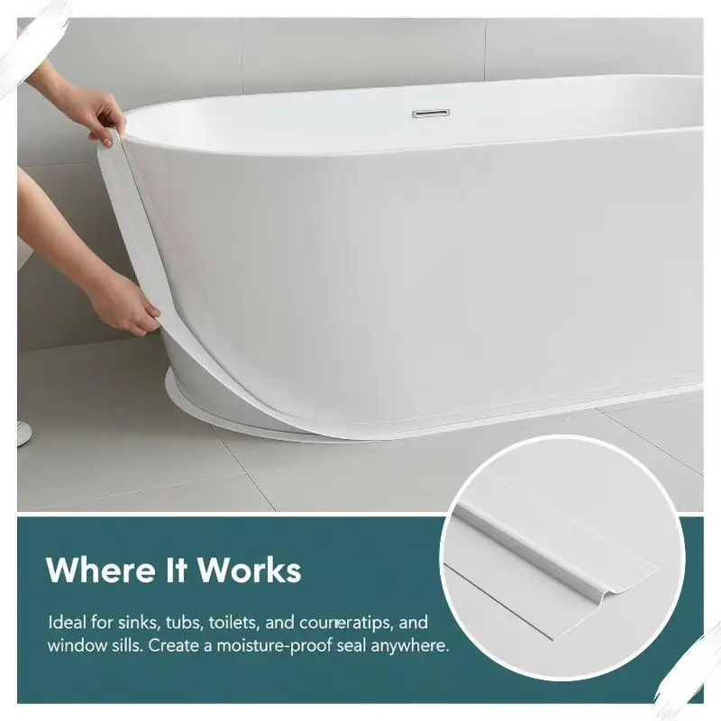 3.2/5M PVC Wall Sealing Strip Self Adhesive Oil Resistant Waterproof Tape For Kitchen Sink Bathroom Toilet Household Gap Cover