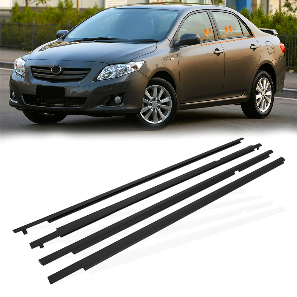 4PC Car Window Glass Seals For Toyota Corolla 2007 - 2014 Window Seal Moulding Trim Weatherstrip Seal Belt Glasses Rain Guard