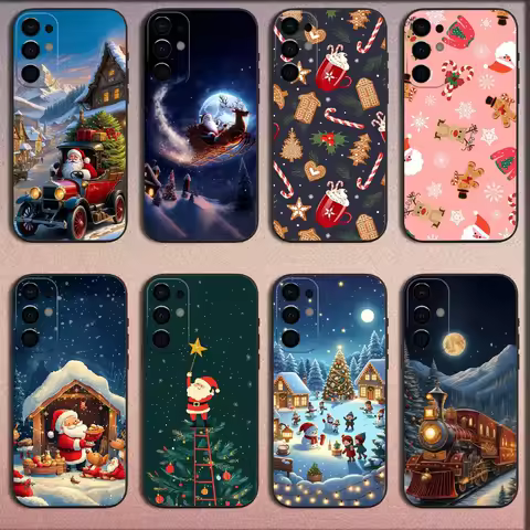 Christmas Santa Claus Phone Case For Samsung S25,S24,S21,S22,S23,S30,Ultra,S20,Plus,Fe,Lite,Note,10,9,5G Black Soft Cover