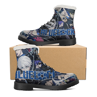 Anime Blue Lock Plush Boots Warm Snow Boots for Men Women Winter Outside Footwear Non-slip High Top Boots Size EU35-48