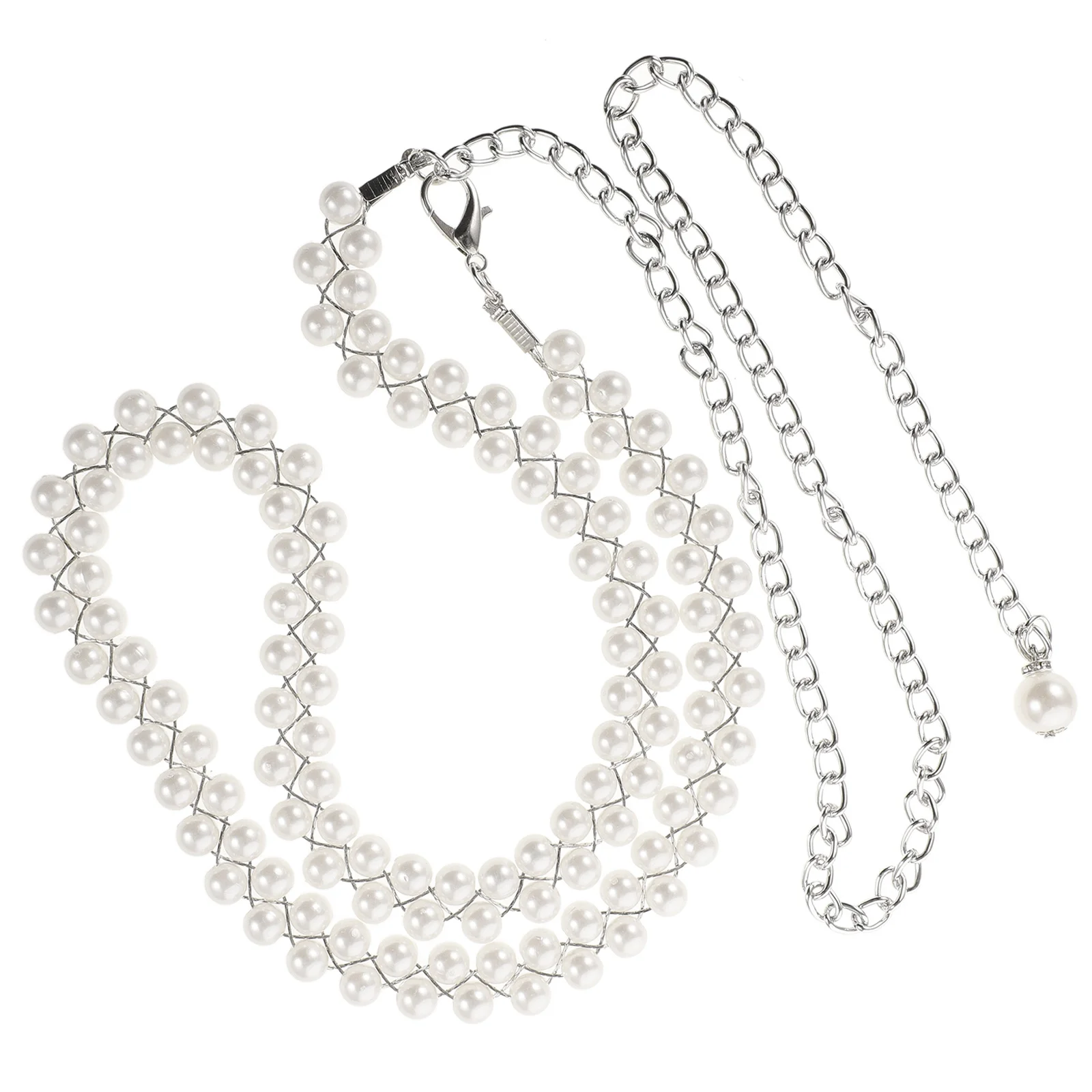 

Women Pearl Waist Chain Adjustable Metal Body Chain Buckle Waist Belt Jewelry for Dresses Beach Dress Accessories