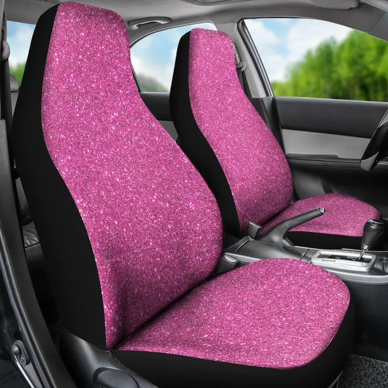 Pink Confetti Print Car Seat Covers Pair, 2 Front Car Seat Covers, Seat Cover for Car, Car Seat Protector, Car Accessory