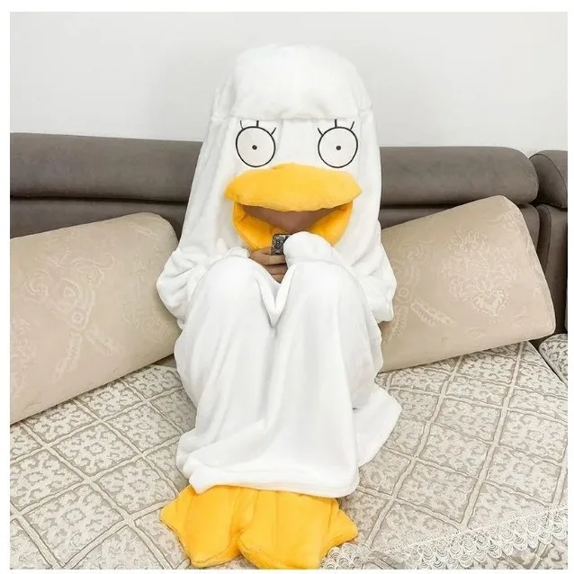 

Winter Plush Sleepwear for Women - One-Piece Duck Design Couples Sleep Bag Cute Cartoon Silver Soul Elizabeth Duck Robe
