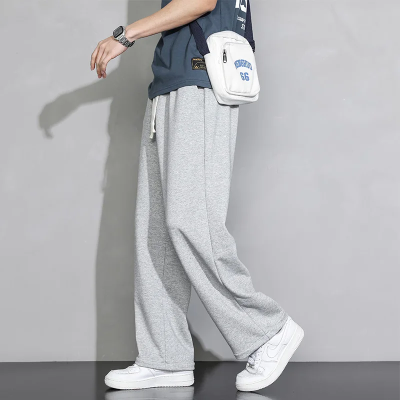 

Grey Sweatpants for Men in Summer Thin Straight Tube Loose and Versatile Hanging Wide Leg Sports Pants Men's Casual Long Pants