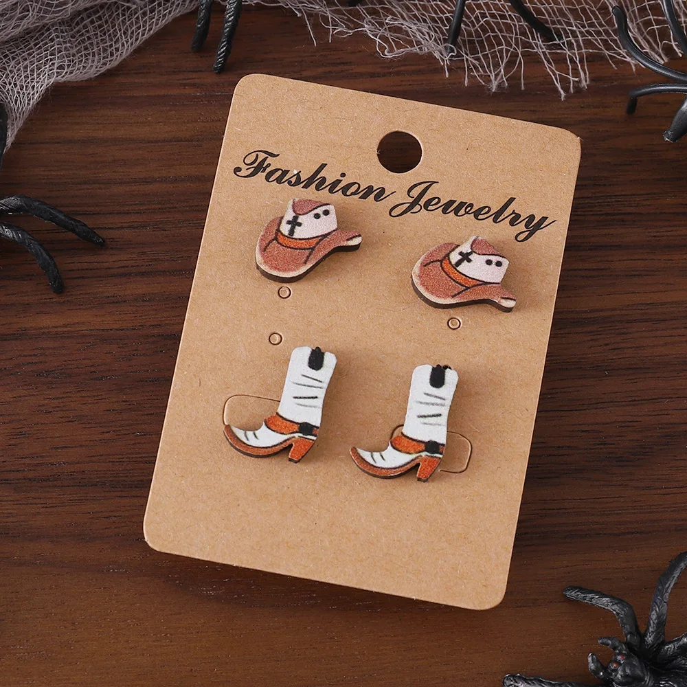 Cowgirl Western Jewelry Hat Wood Stud Earrings Wholesale Jewelry for Resale 2026 New Inspired Design