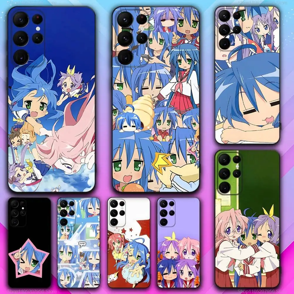 

L-Lucky Konata Izumi S-Star For Samsung S30,S25,S24,S23,S22,S21,S20,Fe,Lite,5G,Ultra,Plus,Black Phone Case Ultra-Thin