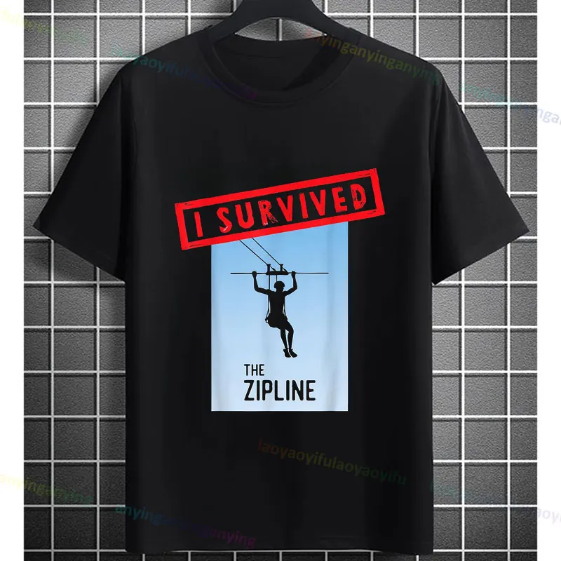 Koszulka z grafiką zjeżdżania na linie dla mężczyzn i kobiet, czysta bawełna, krótki rękaw, casualowa, sportowa, outdoorowa, modna odzież uliczna.
