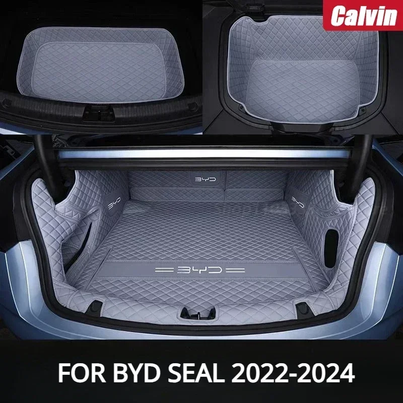 Leather Car Front Storage Box Pad For BYD Seal EV DMi 2023 2024 Trunk Mat Waterproof Bottom Protector Pad Car Interior Decor