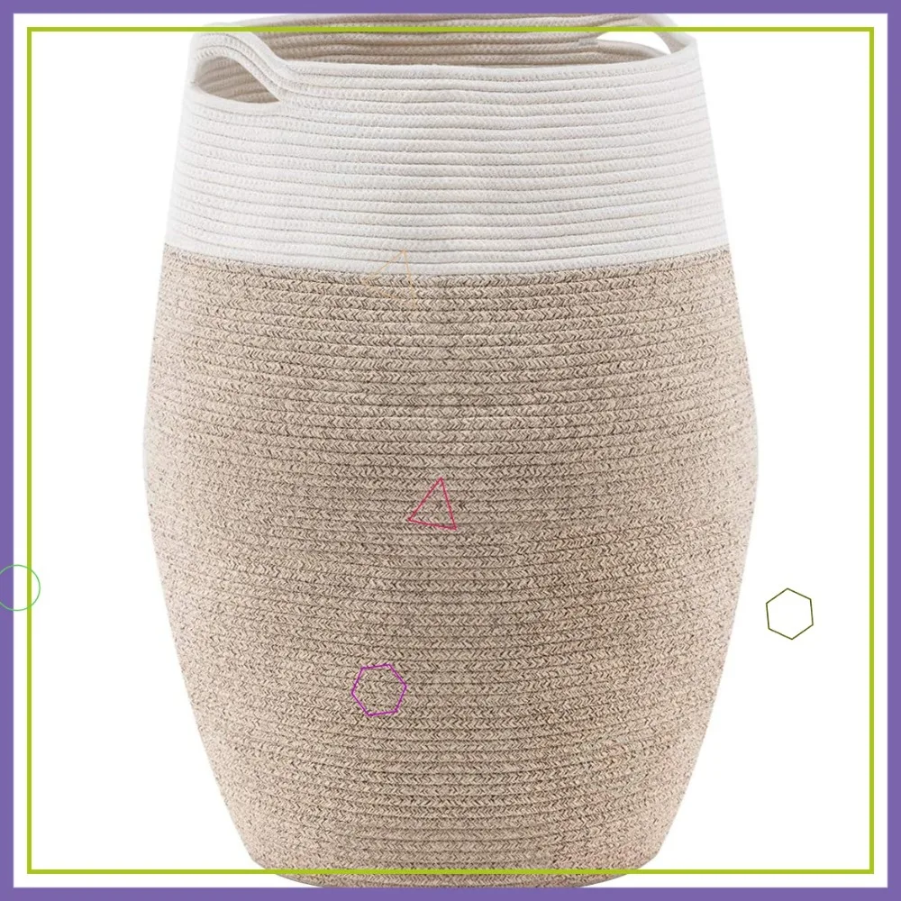 

Большая корзина для белья из хлопчатобумажной веревки на 105 л - складная корзина для хранения одежды для организации спальни