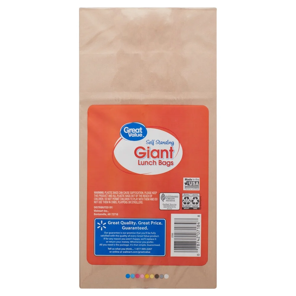 4 عبوات من أكياس الغداء العملاقة ذاتية الدائمة، 50 عددًا من ورق الكرافت القوي، تصميم مسطح من الأسفل، إعداد الوجبات المثالية، وجبات خفيفة لتغليف الهدايا