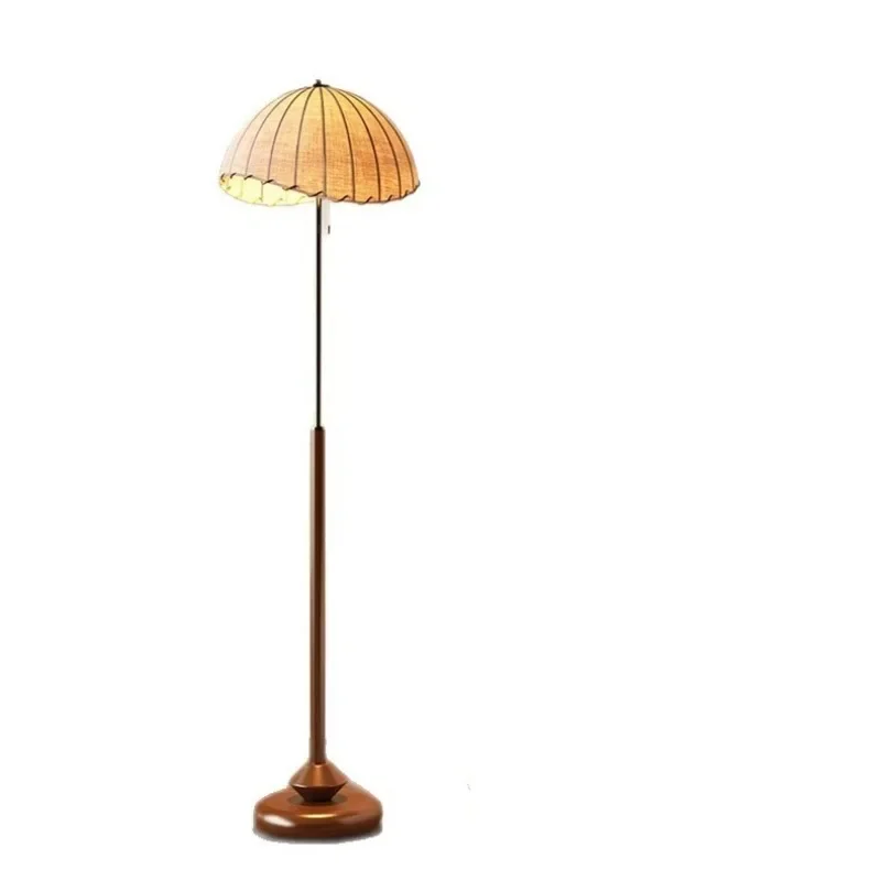

Retro wabi silent wind living room bedroom study atmosphere light all solid wood walnut high-end French medieval floor lamp