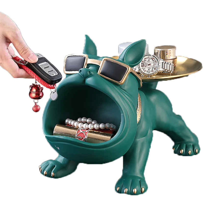 

Big Mouth Bulldog Figurines Home Decoration Figure Miniature Table Ornament Dog Statue Desk Sundries Storage Box Sculptures