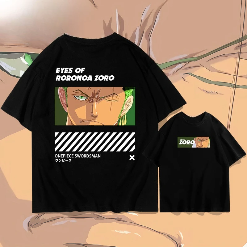 ONE PIECE Summer Short-sleeved T-shirt Men and Women Summer Street Trendy Brand Japanese Animation Sauron T-Shirt Cotton Tee