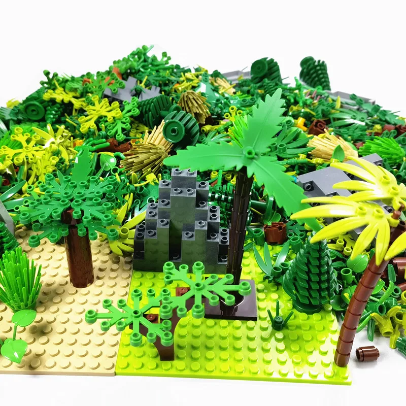 MOC Bricks 1000 500g Tree Plants Accessories Parts Building Blocks Hills Compatible Grass Bush Jungle Military City Friends Toys