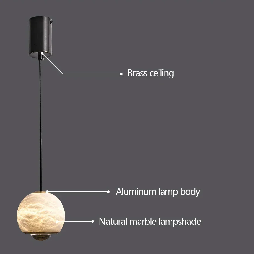 SANDYHA Marble Small Chandelier Nordic Modern Bedroom Light Home Decor LED Pendant Lamp for Dining Room Kitchen Island Fixtures