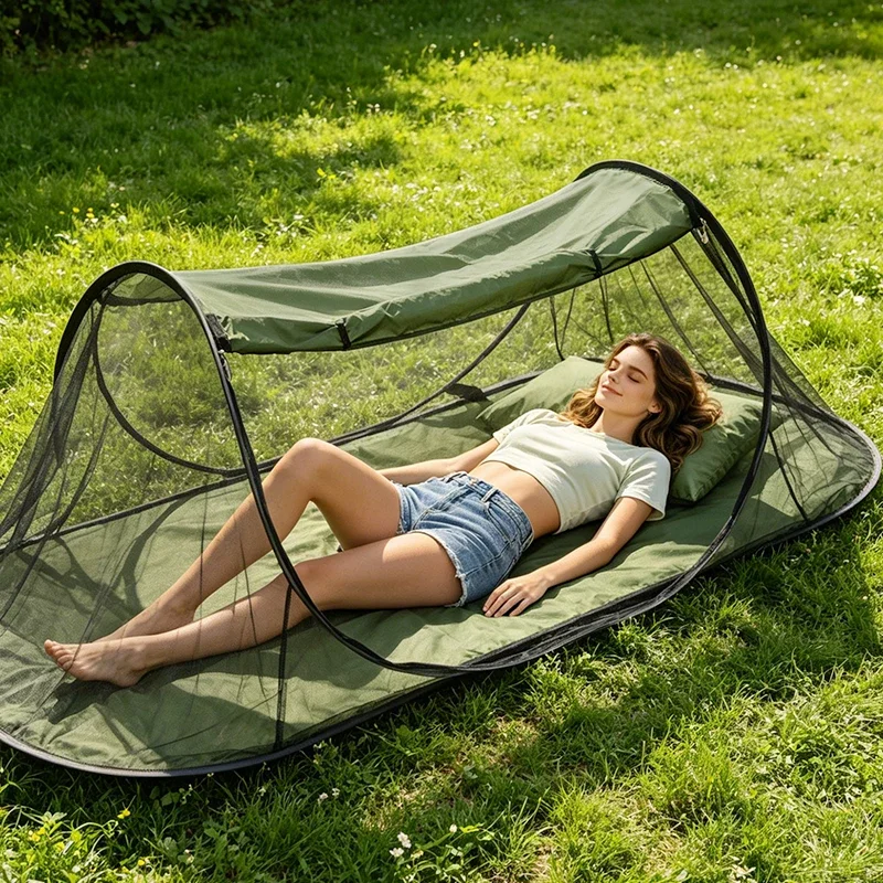 New-style Portable Mosquito Net Tent Pop Up Installation-free Outdoor Dark Green Camping Sunshade Tent