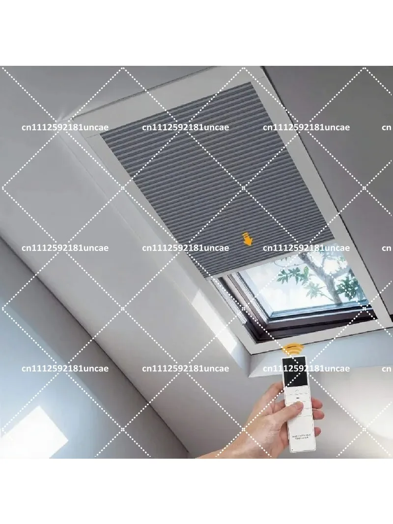 Motorized Blackout Honeycomb Blinds for Skylight, Remote Control Heat Insulation Anti-UV Cellular Shade for Balcony Window