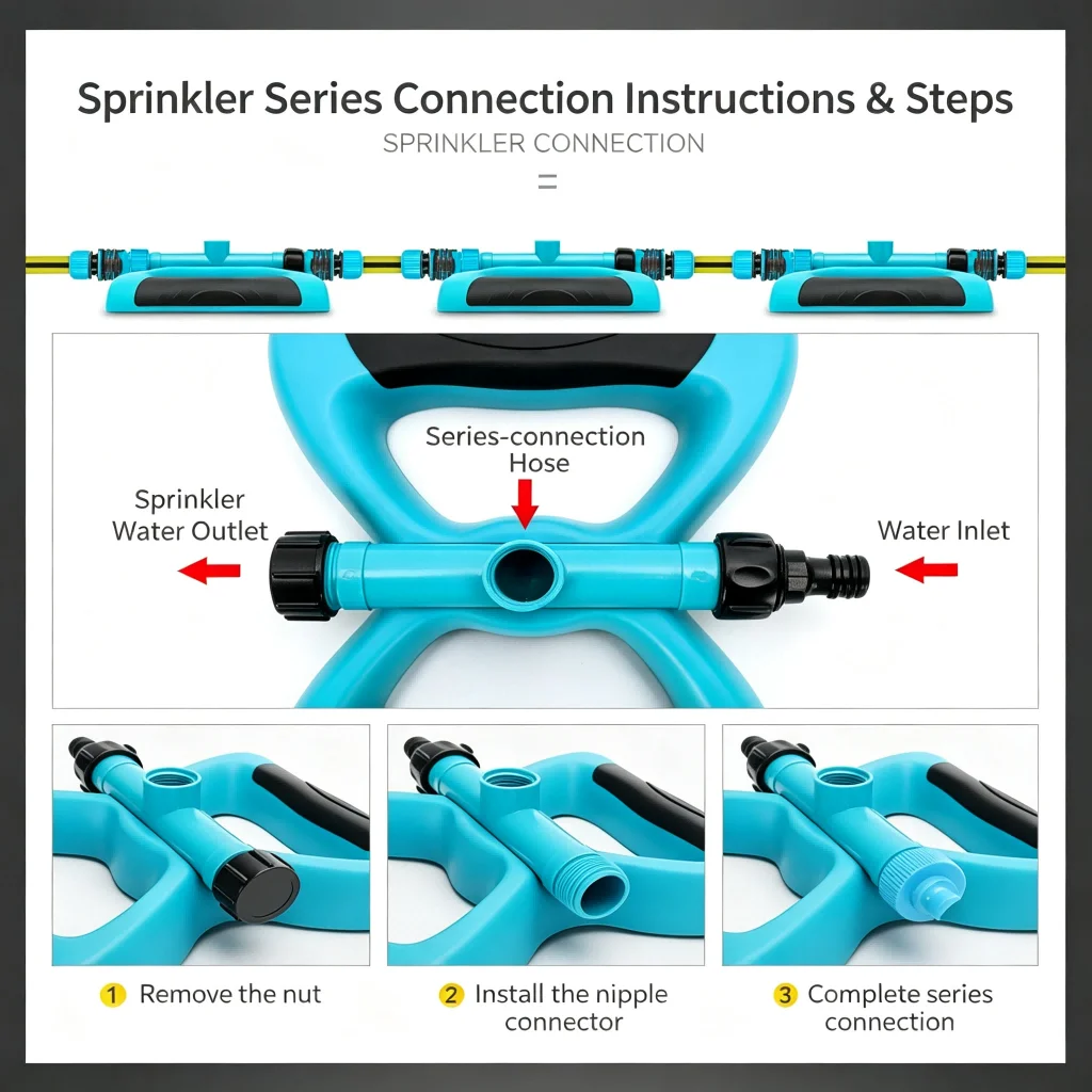 Rotating Sprinkler Head Quick Fit Hose Connector for Outdoor Lawn Garden Watering Adjustable Spray Range 20 18 6 mm