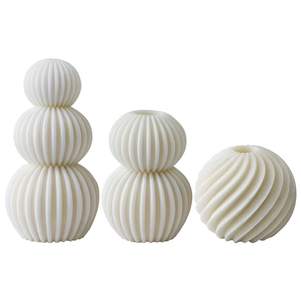 

Folding Ball Aromatherapy Candle Mold Geometric Stripe Column Resin Silicone Mold Scented Making Tools 3D DIY Handmade Fragrance