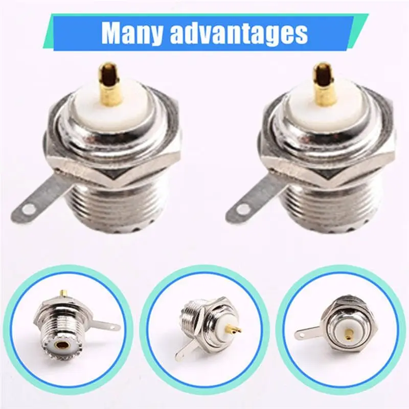 BOFO UHF Female Panel Connector Bulkhead Solder Panel Connector Panel Connector Connector RF Connector 2Pcs
