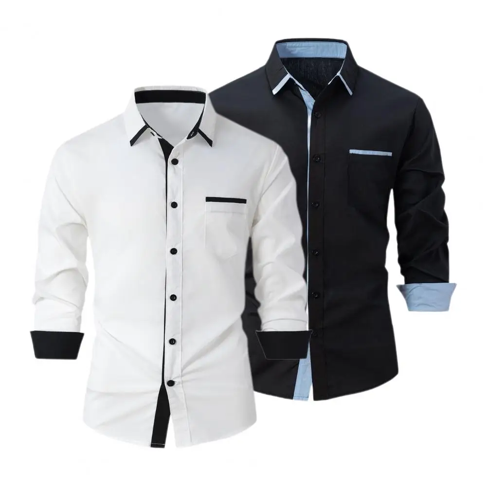 Camisa de cardigã xadrez colorida masculina, camisa regular, casaco elegante, design slim fit, virada para baixo para streetwear