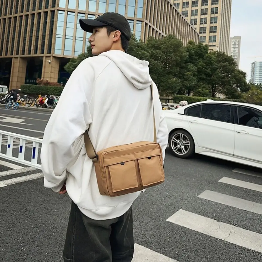 Men Oxford Shoulder Bag Fashion Waterproof Zipper Travel Male Crossbody Bag Large Capacity Solid Color Messenger Bag