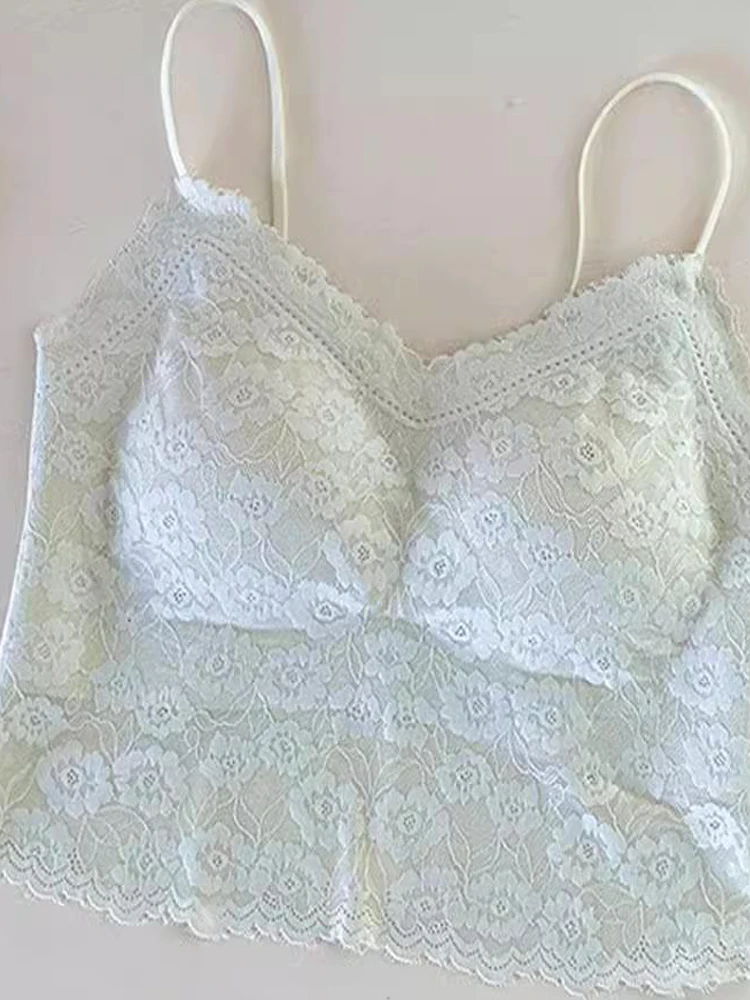 Lace Strap Vest Women's Inner Wear Fixed Cup Base Underwear Spring Summer Sle Anti-Light Beautiful Ba Tube Top