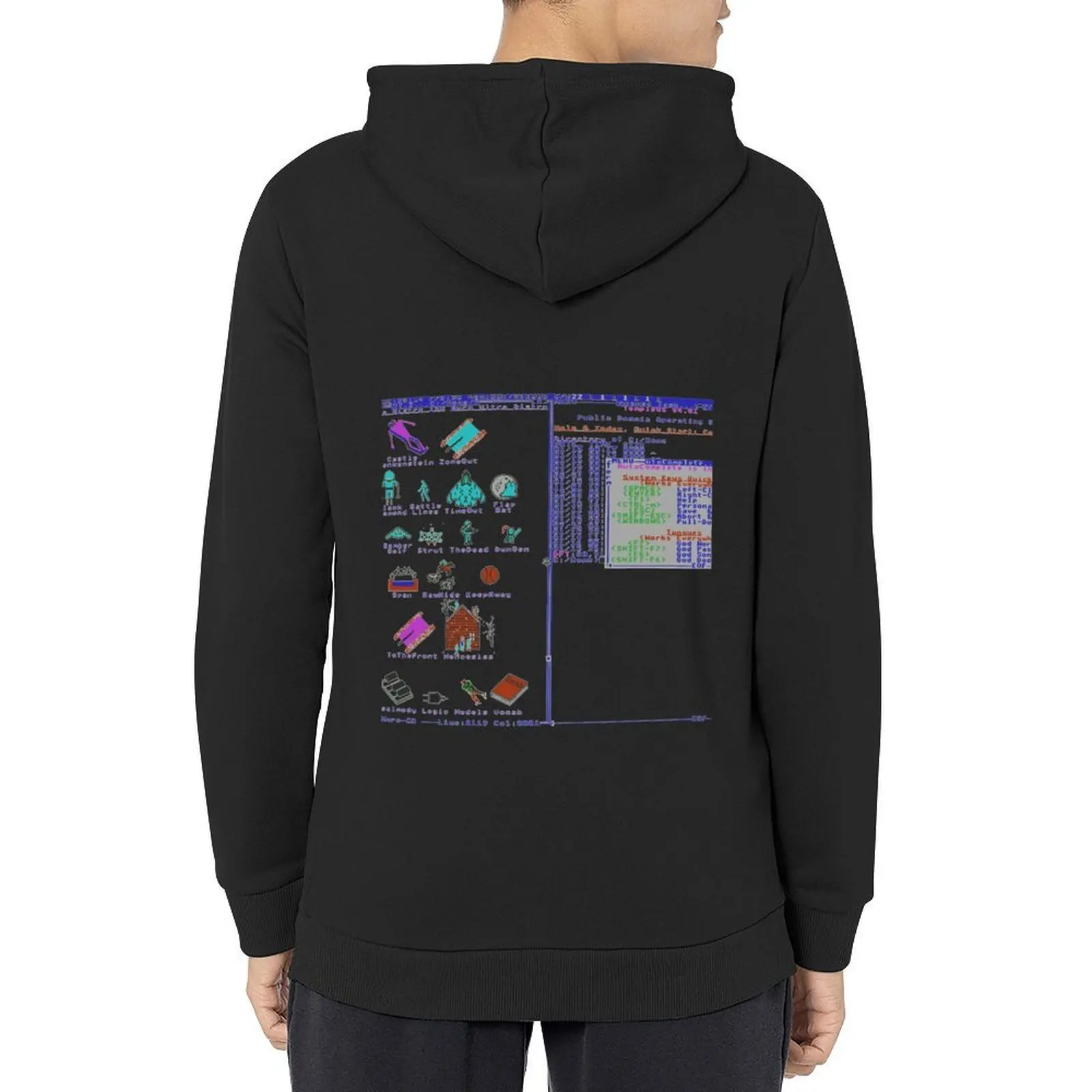 

TempleOS menu with games Hoodie mens clothing winter clothes men's winter sweater graphic t shirts men oversized hoodie