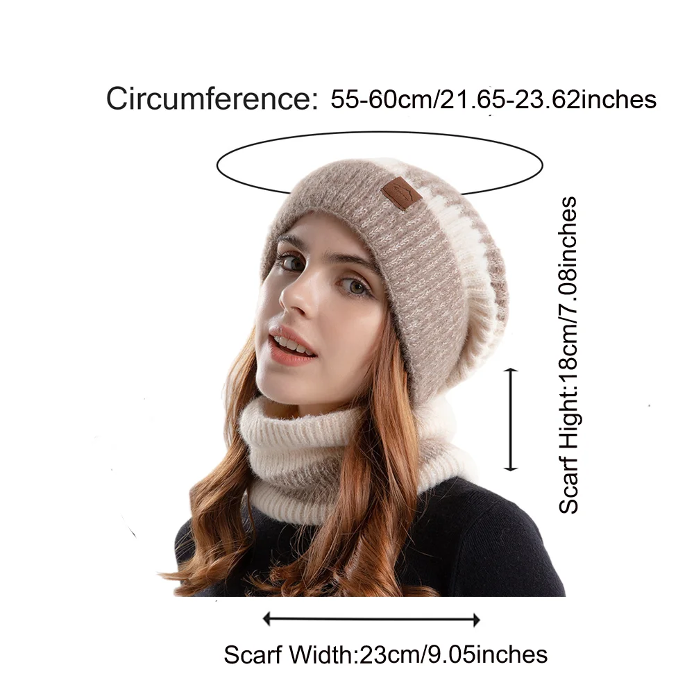 2 قطعة/المجموعة المرأة قبعة صغيرة زائد المخملية سميكة الدافئة محبوك التراص البلوز قبعة مع حماية الأذن لخريف وشتاء