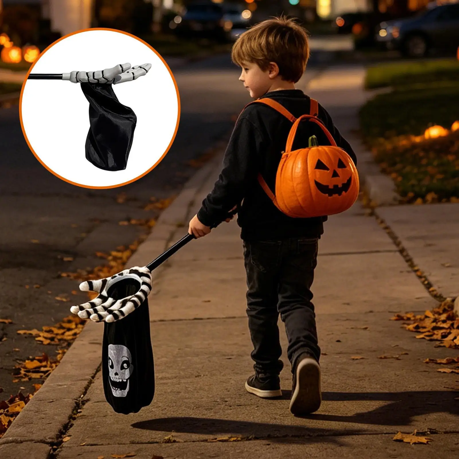 Halloween Candy Hand Bag Skull Pattern Kids Trick Or Treat Storage Holder Multipurpose Snack Pouch For Festival Gathering