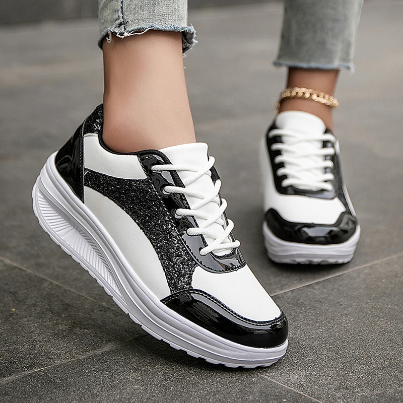 

YRZL Women's Sneakers Waterproof Comfortable Female Lace Up Shoes Platform Woman Walking Gym Running Shoes Women Sports Shoes