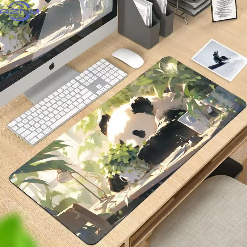Cartoon Realistic Bamboo Forest Panda Mouse Pad, Waterproof Non‑Slip Mouse Mat for Nature Style Desktop