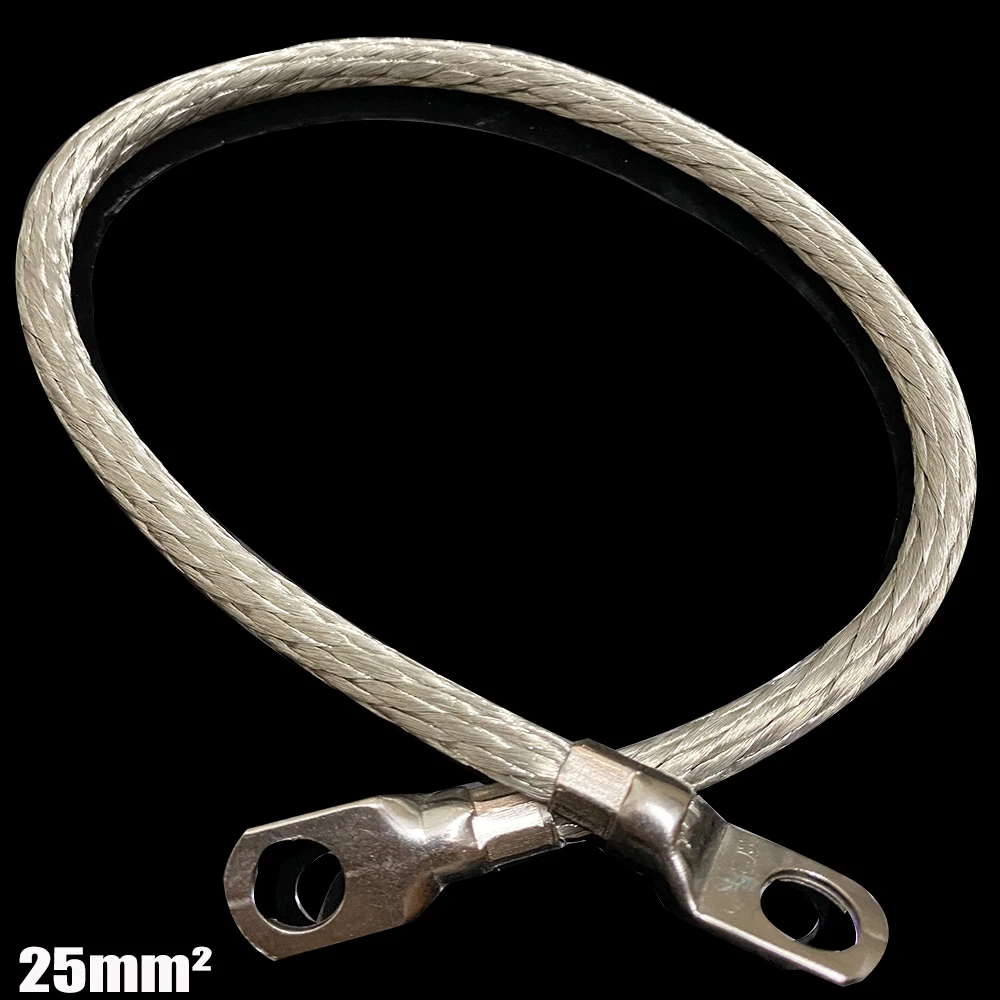 25mm2 Car Grounding Line Exhaust Pipe Ground Wire 30cm 40cm 50cm 100cm Muffler Tinned Copper Grounding Lanyard Earth Lead