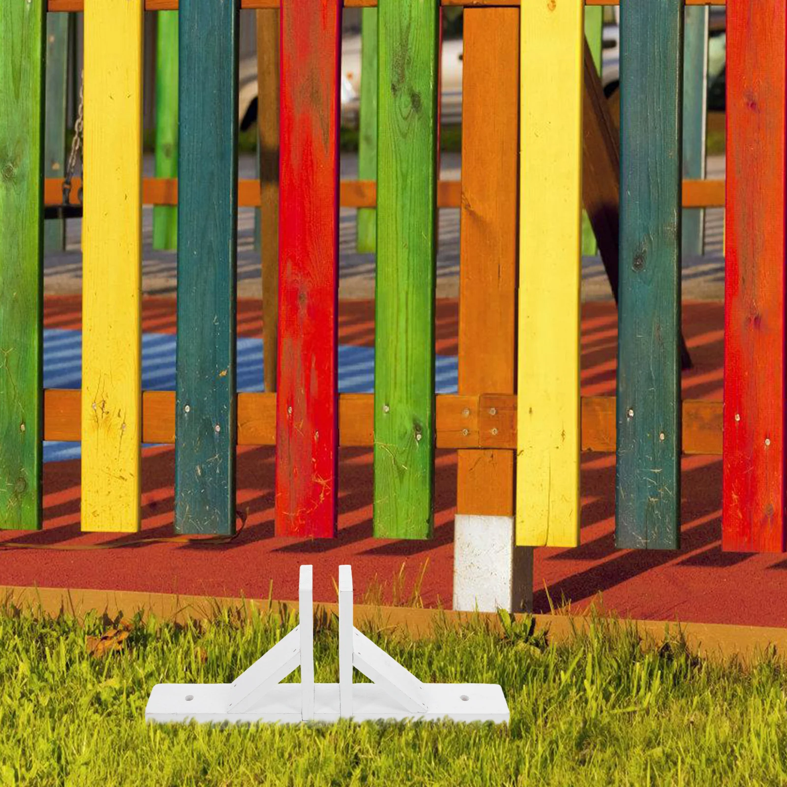 

1pcs Picket Feet White Wooden Garden Yard Fence Support Base Lawn Stand Outdoor Fencing Bracket Garden Fence Holder Wood Base