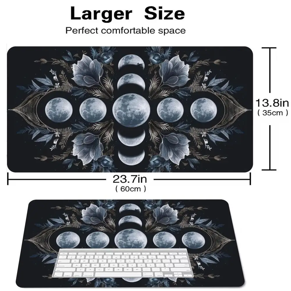 

One XXL oversized gaming mouse pad, rubber anti-slip office mouse pad with moon phase theme, retro aesthetic extended desk mat