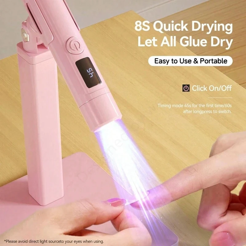 Torcia UV ricaricabile USB per unghie, asciuga unghie portatile per la polimerizzazione dello smalto per unghie in Gel, Mini lampada a Led UV per unghie