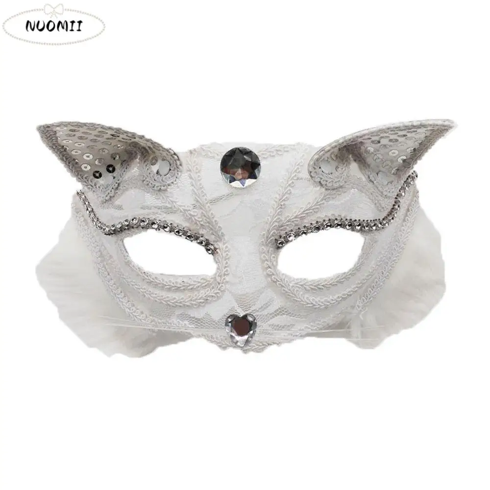 

Diamond Cosplay Prom Props Dance Party Costume Eye Mask Plush Lace Masquerade Party Supplies Venice Mask Cat Face Masks