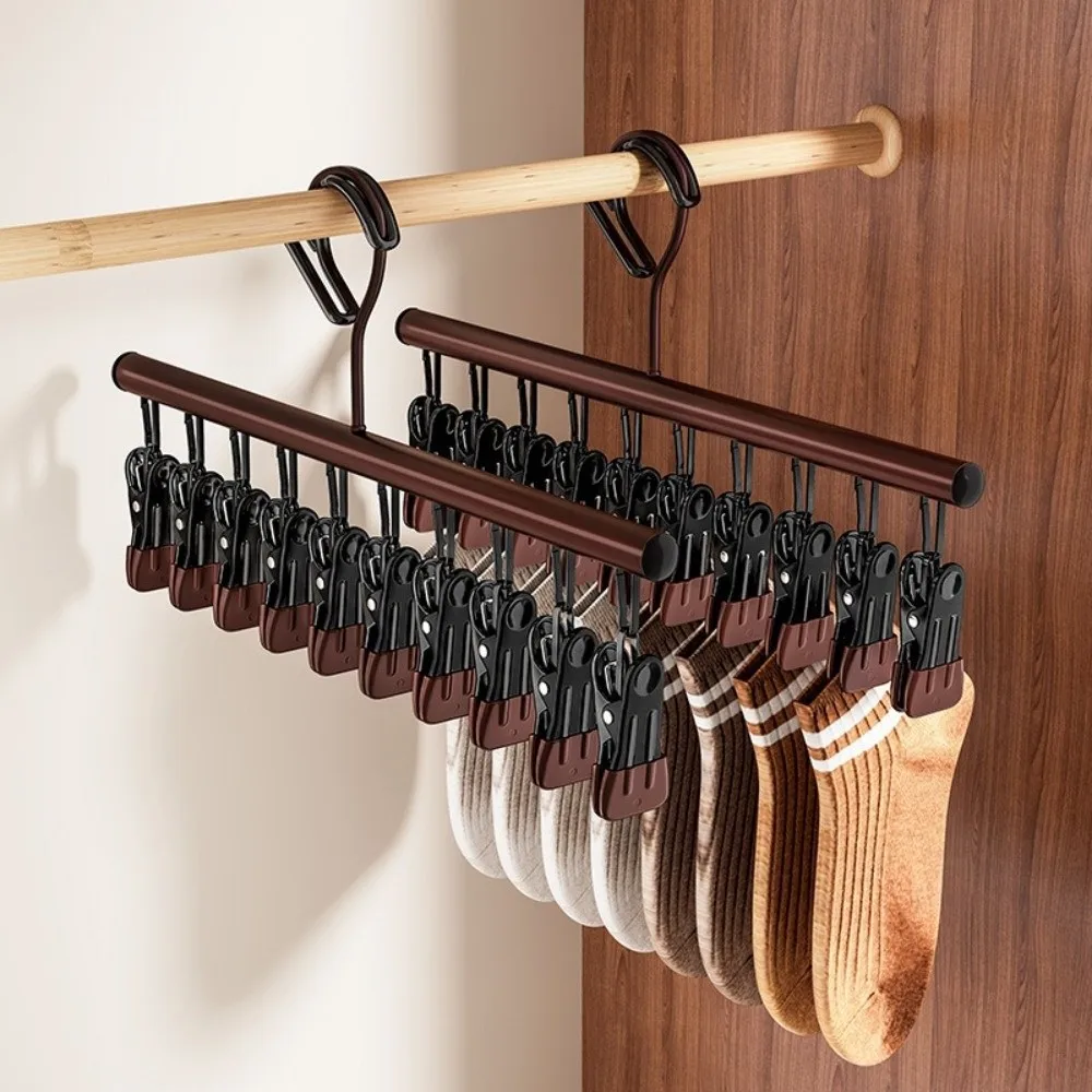 10 Clips Clothes Drying Rack Non-marking Anti-Slip Hanging Rack Windproof Rotatable Storage Organiser Laundry Drying