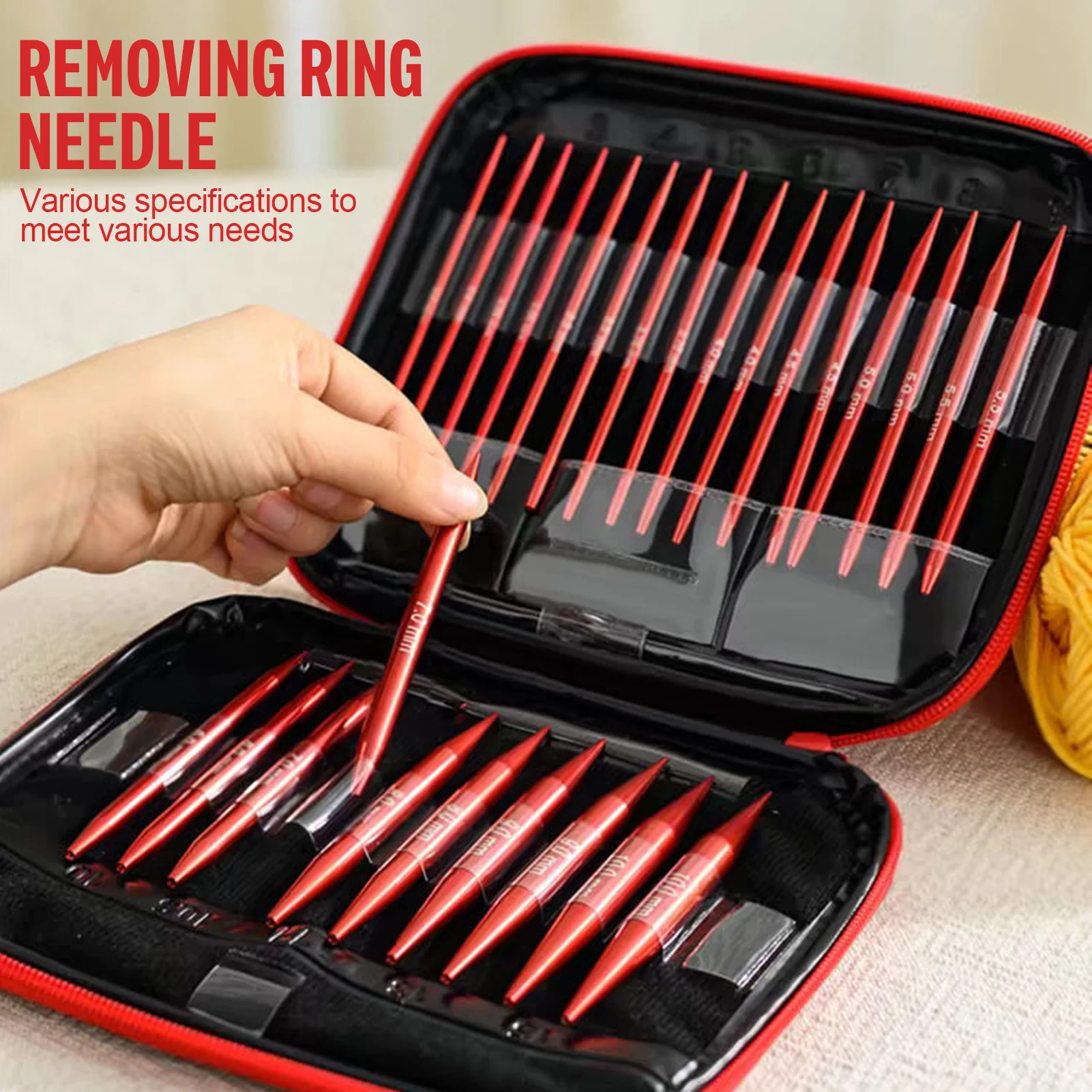 

13 Sizes Circular Knitting Needles Set Aluminum Detachable DIY Crochet Tools with 4 Cords for Sweater Scarf Making