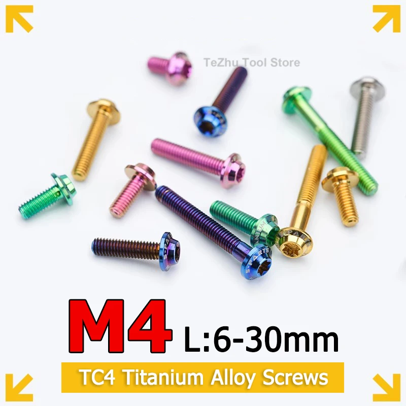1pcs Titanium alloy Bolt TC4 Dished Screw M4 x 6/8/10/12/14/16/18/20/25/30mm Locomotive shell Modification and Repair