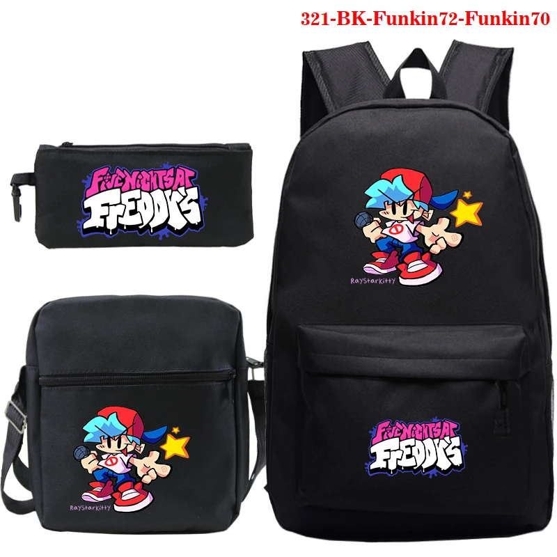 Friday Night Funkin Backpack 3 Pcs/set for Students Boys Girls Anime Schoolbags Pencil Case Crossbody Bags s Cartoon Knapsack