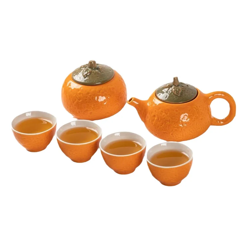 Persimmon Ruyi good luck tea set, kung fu ceramic gifts, public activities department to send customers gifts